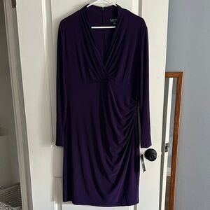 Lauren Ralph Lauren Deep Purple Draped Dress